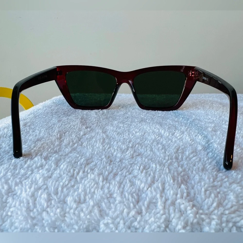 Men’s / Unisex Two Cat-Eye Sunglasses Pair - Mint & Burgundy with Mirrored Duo - Picture 4 of 10